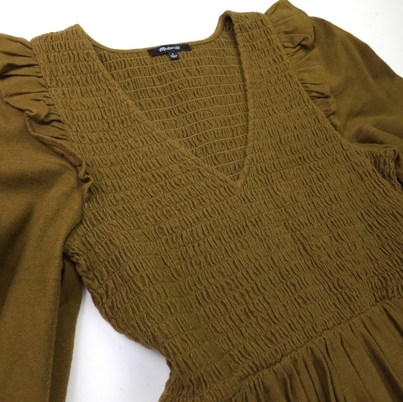 New Madewell Olive Fit Flare Dress Size S - Picture 2 of 11